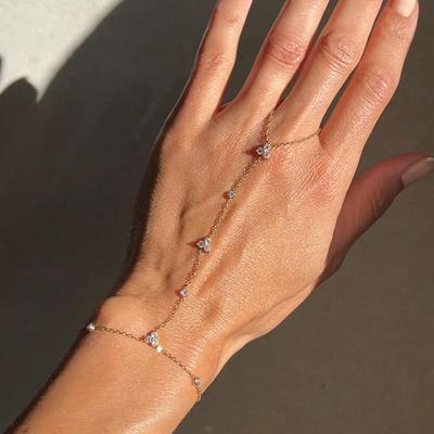 Minimalist Rhinestone Finger Link Bracelet Versatile Chain Jewelry Elegant Hand Chain Accessory For Women Daily Wear