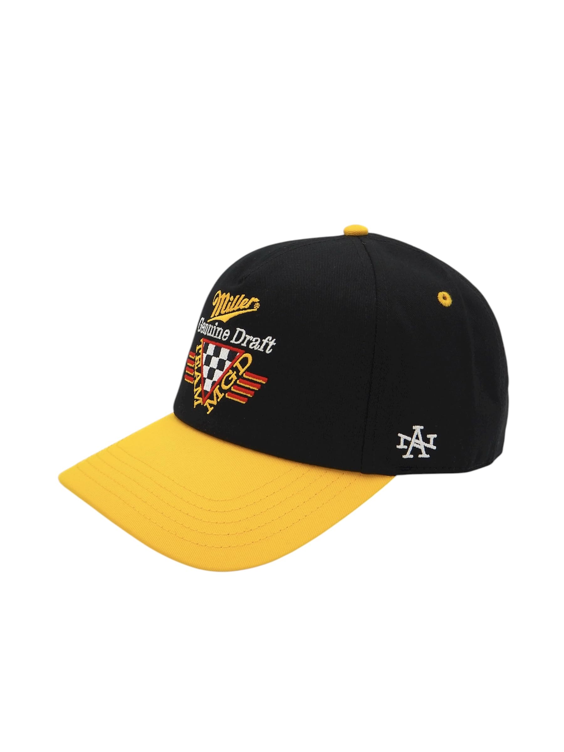 

AMERICAN NEEDLE Miller Genuine Draft Roscoe AN Baseball Cap, One Size Fits All, Adjustable Strap, Unisex, Black & Gold, SMU769A-MGD