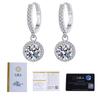 Minimalist D Color VVS1 0.5ct Round Moissanite Dangle Drop Earrings Pass Diamond Tester Earrings 925 Sterling Silver Jewelry