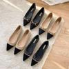 Pointed Toe Low Heel Elegant Office Shoes For Women 2025 Luxury Leather Casual Ladies Summer Footwear Y2k Non Slip Genuine Mark