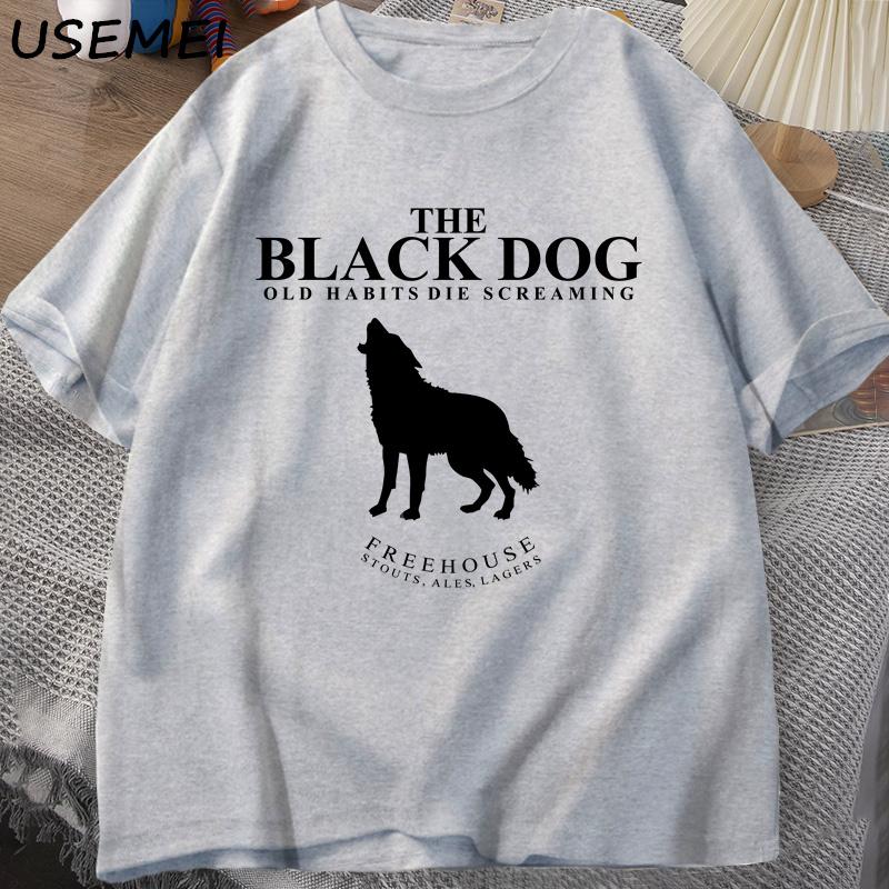 The Black Dog Old Habits Die Screaming T Shirt for Women Men Tortured Poets Department T-shirt Animal Dog Lover Tshirt Cotton