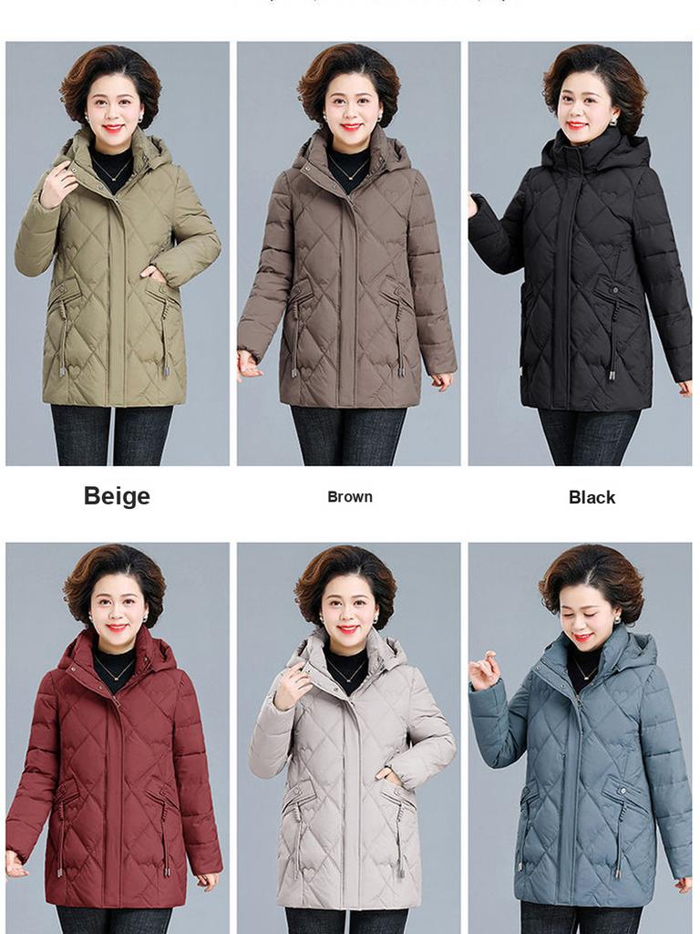 Women's Thick Cotton Puffer Jacket Winter Coat for Elderly Ladies