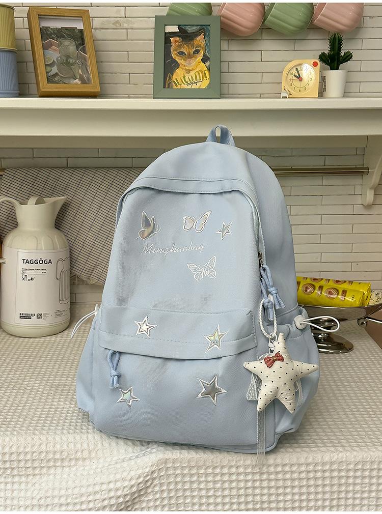 Schoolbag Cute Star School Bag College Student Niche Girl Backpack ins Versatile School Bag Large Capacity Junior High School Backpack