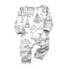 Hand-painted Parent-child Outfit- Print Round Neck Parent-child Long Sleeve Long Pants Home Clothes Suit