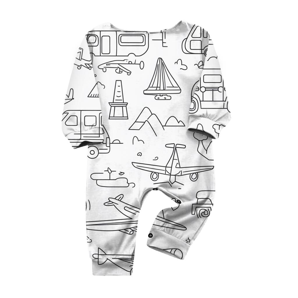 Hand-painted Parent-child Outfit- Print Round Neck Parent-child Long Sleeve Long Pants Home Clothes Suit