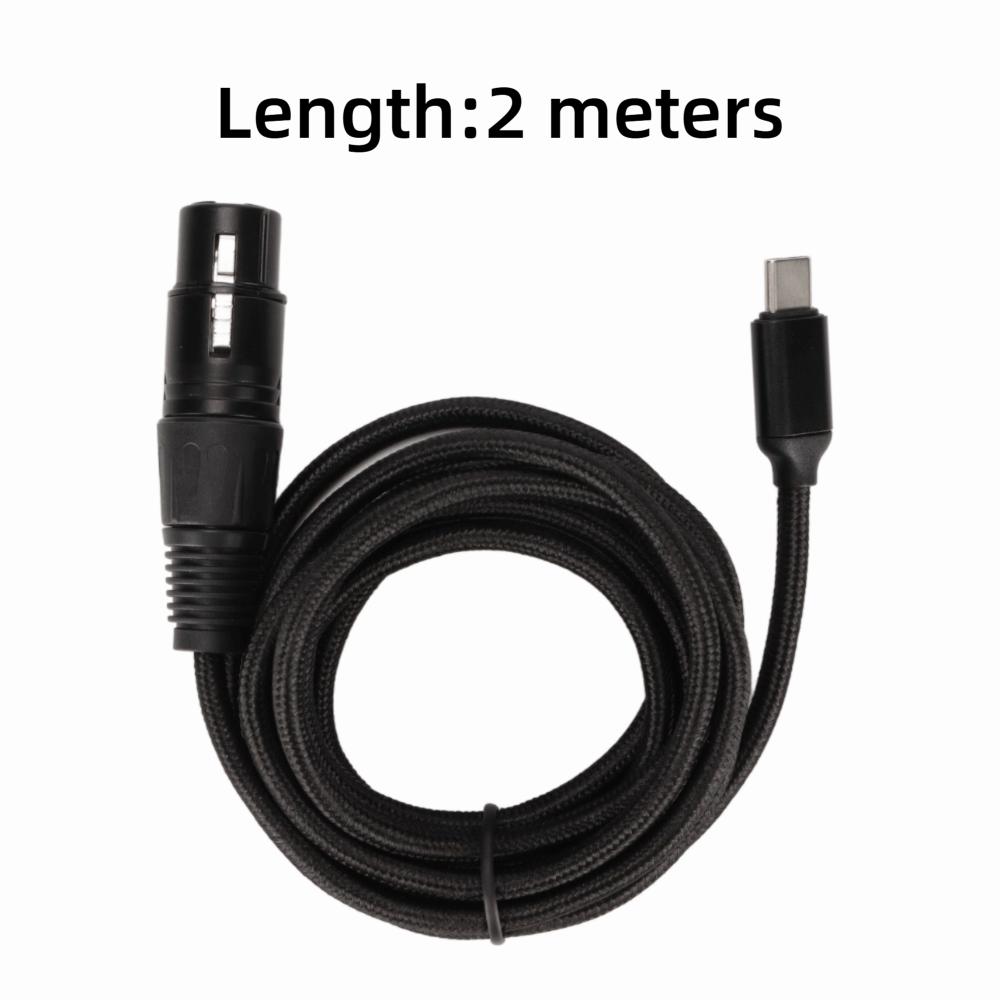 

Plug and Play Type C Microphone Audio Cable Low Noise USB Mic Recording Cable XLR Microphone 2 meters