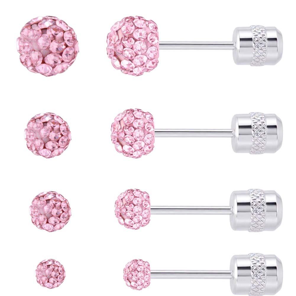Multi-Color Titanium Steel Full Diamond Ball Stud Earrings for Cartilage Piercings