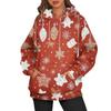 Women's Fashion Long Sleeve Hooded Christmas Printed Top Sweatshirt