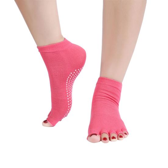 Toeless Half Toe Anti-slip Grip Ankle Yoga Socks Breathable Women Five Toe Socks