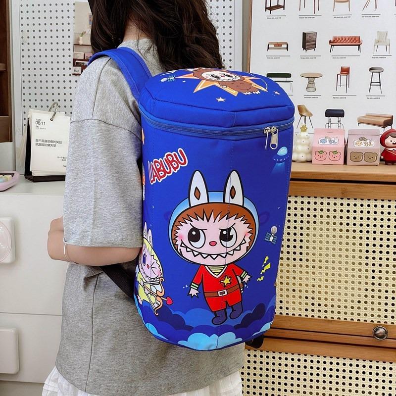 Labubu School Bag Cute Cartoon Storage Bucket Go Out To Play Snack Bag Men's and Women's Backpack Badminton Bag