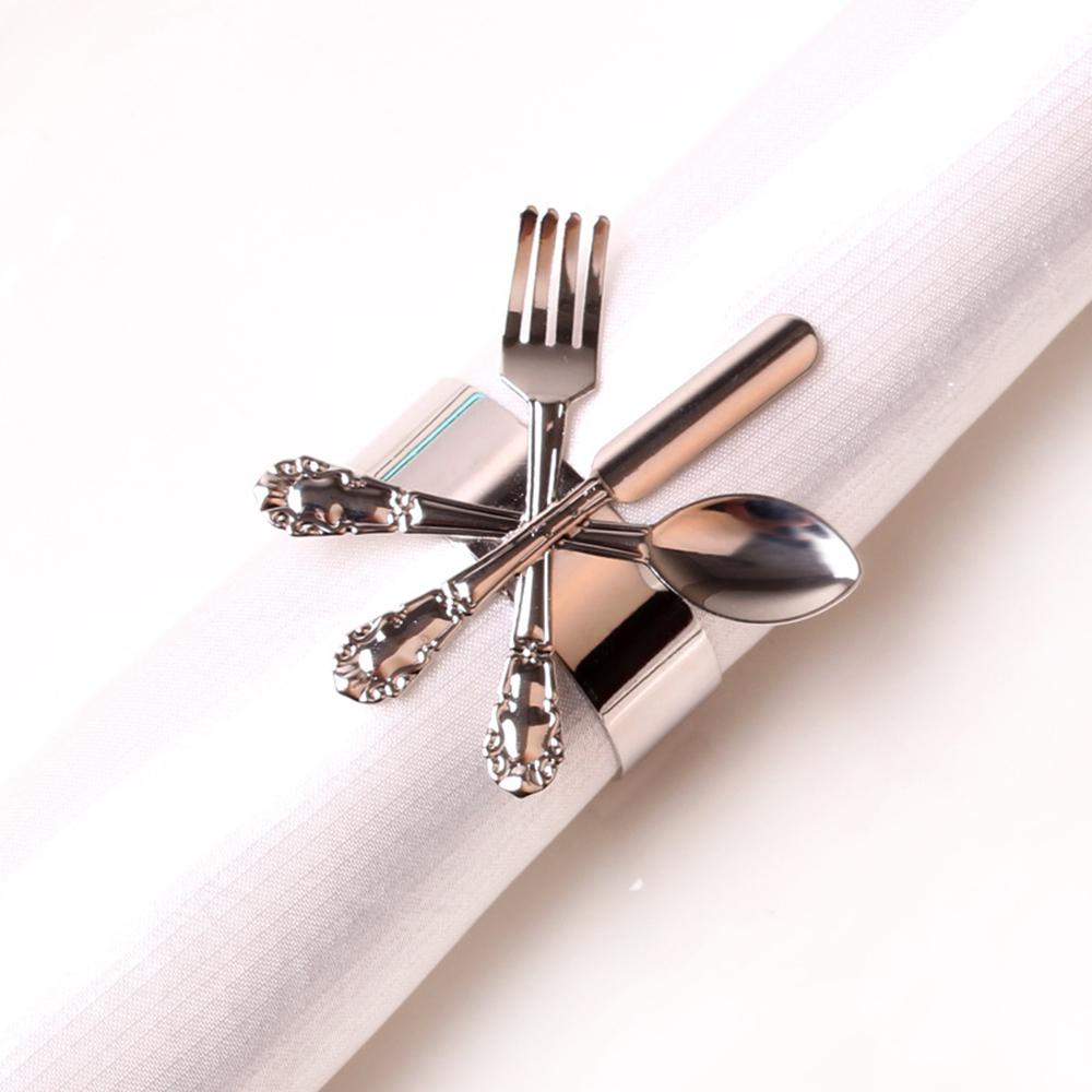 6pcs Western Style Knife Fork Spoon Napkin Buckle Napkin Ring Creative Napkin Rings Cloth Ring Towel Dining Table Home Decor New