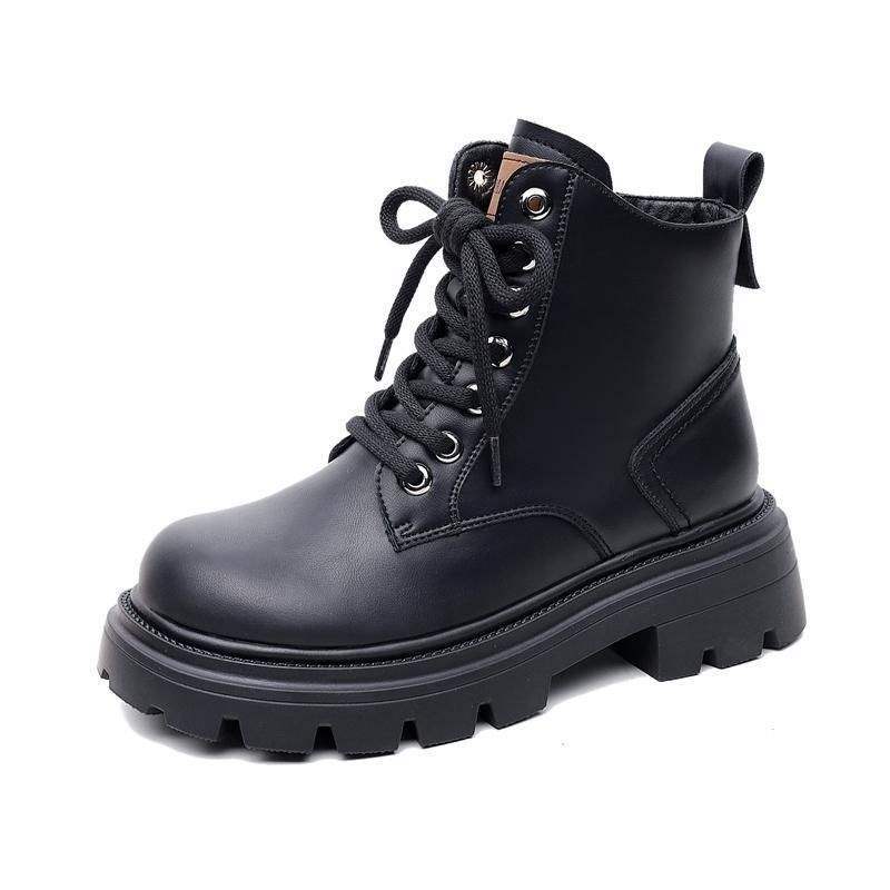 2025 fashion versatile new locomotive boots Martin boots fashion versatile thick-soled British velvet short boots
