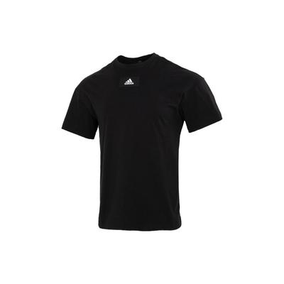 T-shirt z nadrukowanym logo, w jednolitym kolorze, z okrągłym dekoltem, męski, topy, czarny HE4361