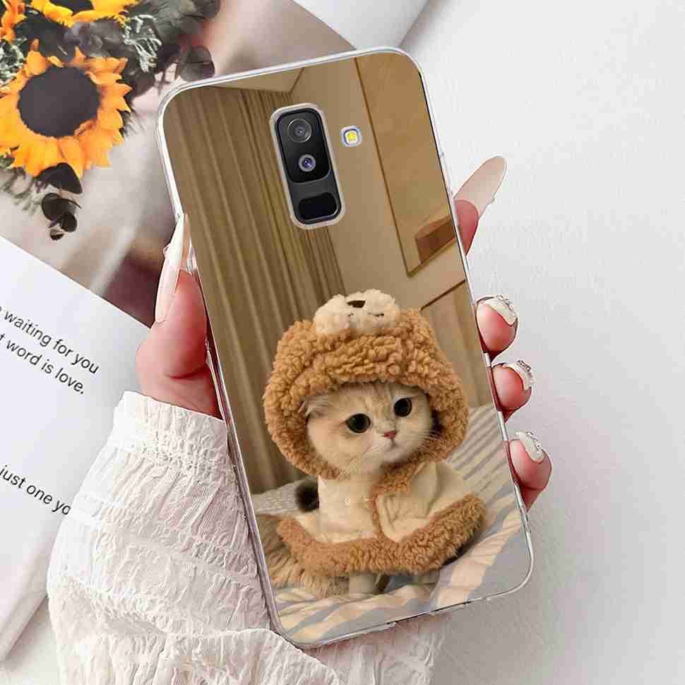 For Samsung Galaxy A6+ 2018 6.0" Case SM-A605FN Cartoon Cat Soft Silicone Cover For Samsung A6+ A6 Plus 2018 New Flower Bumper