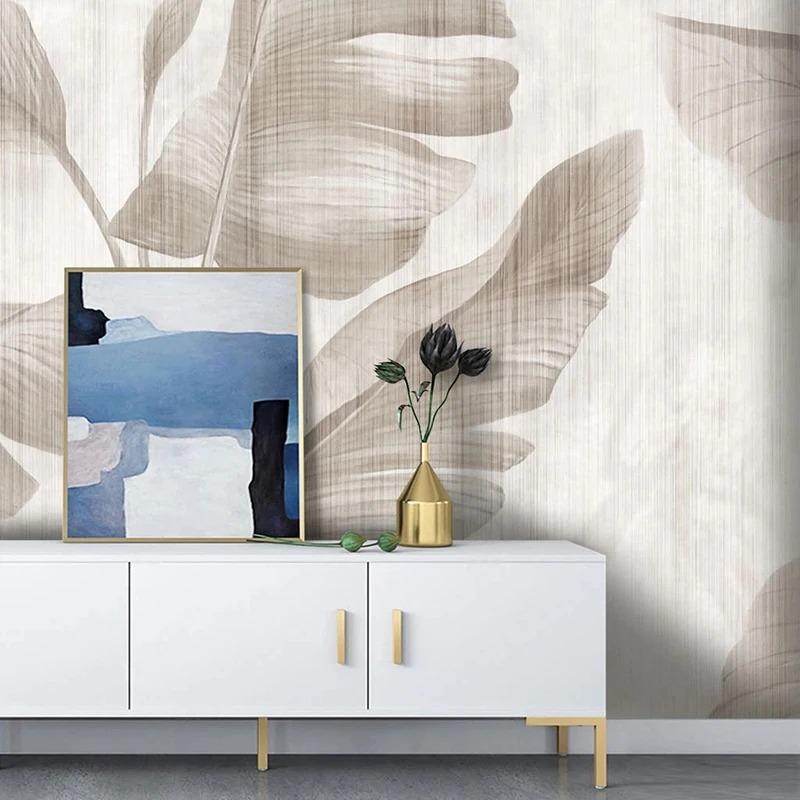 Vintage Nordic Style 3d Wall Mural Hand-Painted Plant-Wood Grain Wall Paper Living Room Bedroom Fresco Home Decor