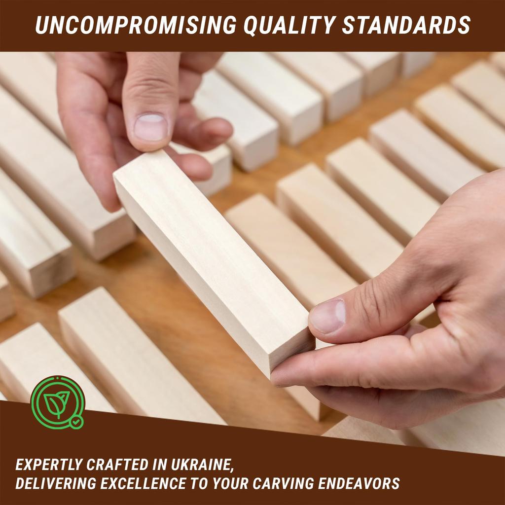 BeaverCraft, BW10 Basswood Carving Block Set - Basswood for Wood Carving - Wood Blocks - Whittling Wood Carving - Whittling Wood for Carving