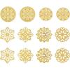 Cheriswelry 48pcs Flower Filigree Joiners Links Flower Golden Metal Dangle Charms Rack Plating Iron Etched Metal Embellishments 48~65mm for DIY Craft