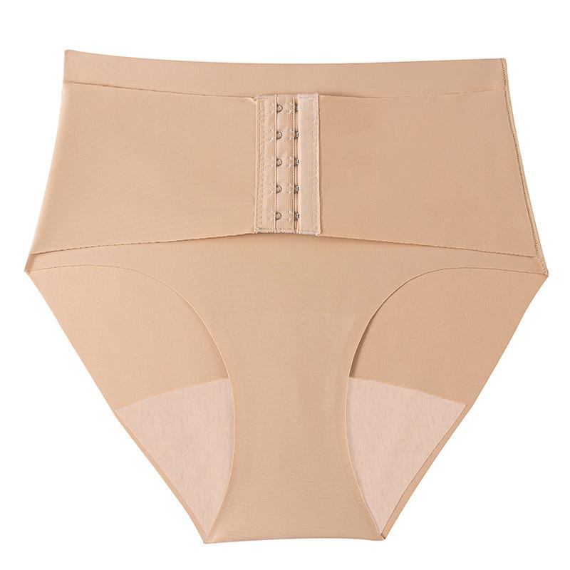 Female Spring and Summer Thin Model Without Trace Ice Silk To Lift Buttock Abdominal Belt Breasted Waist Shaping Briefs