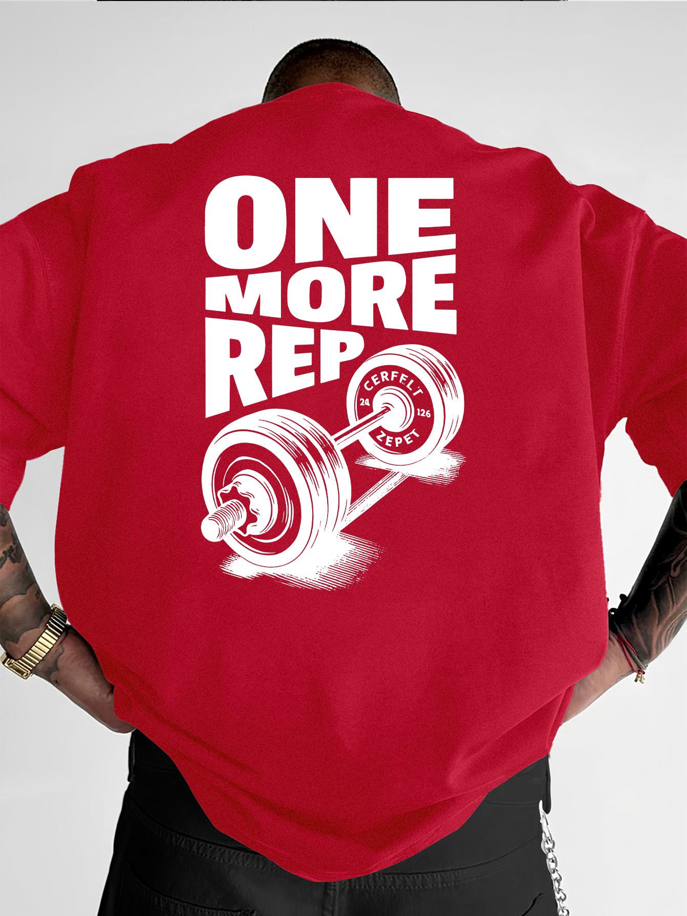 

2026 New Mens TShirt Vintage Funny Gym Workout ONE MORE REP Weightlifting Men Streetwear Cotton Tees Short Sleeve Loose Top S