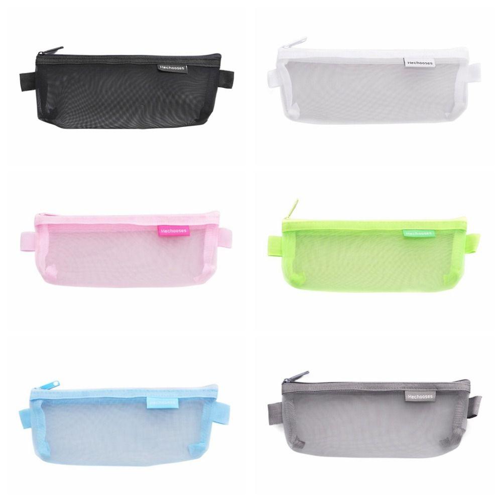Candy Color Transparent Pencile Bag Simple Mini Mesh Storage Bag Clear Mesh Makeup Bag Outdoor