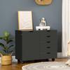 Office Cabinet With 5 Drawers 1 Door Adjustable Shelf Printer Stand On Wheels 78x40x66.5 Cm Black