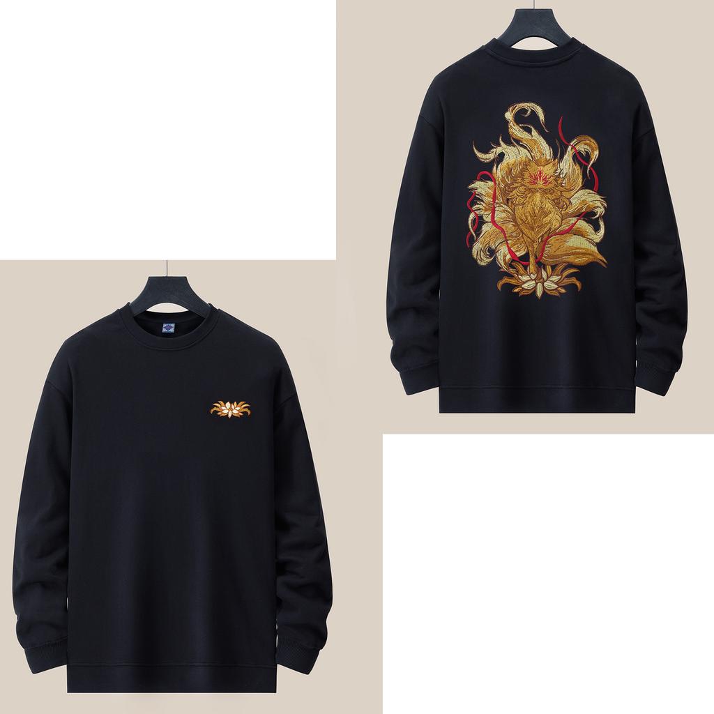 Autumn Winter Men's Round Neck Sweatshirt China-Chic Loose Large Size Fashion Long Sleeve Hoodies Women Top