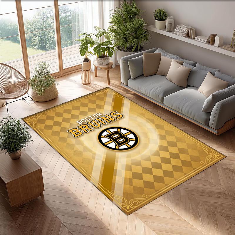 Tappeto in Velluto di Cristallo Boston Bruins Morbido Anti?Tappetino Antiscivolo Comodo per Casa Soggiorno Camera da Letto Tappeto Decorativo