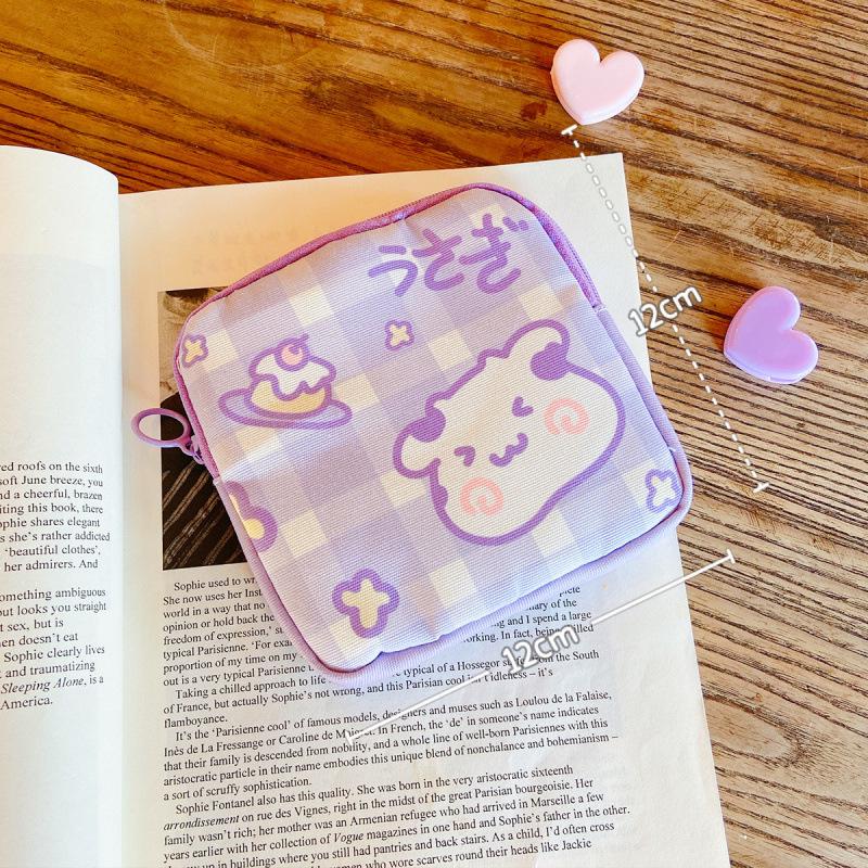 Yilan Cartoon Animal Sanitary Napkin Storage Bag, Portable Large-Capacity Menstrual Pad Holder