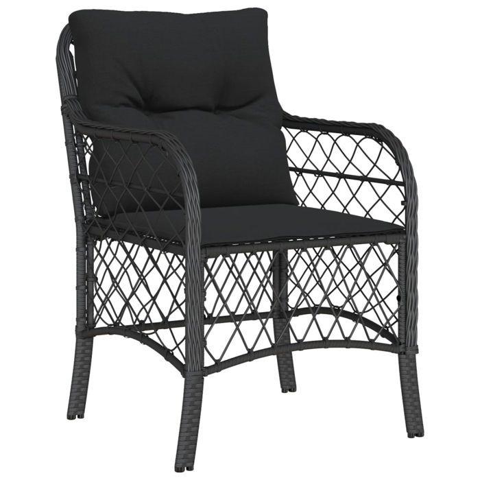 VidaXL Garden Dining Set Cushions 7pcs Black Wicker 3212027