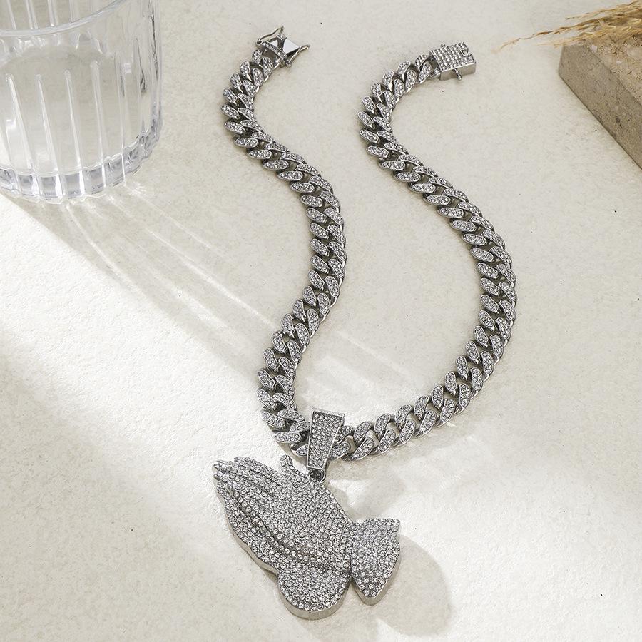 Men's Hip Hop Full Diamond Zinc Alloy Pendant Necklace