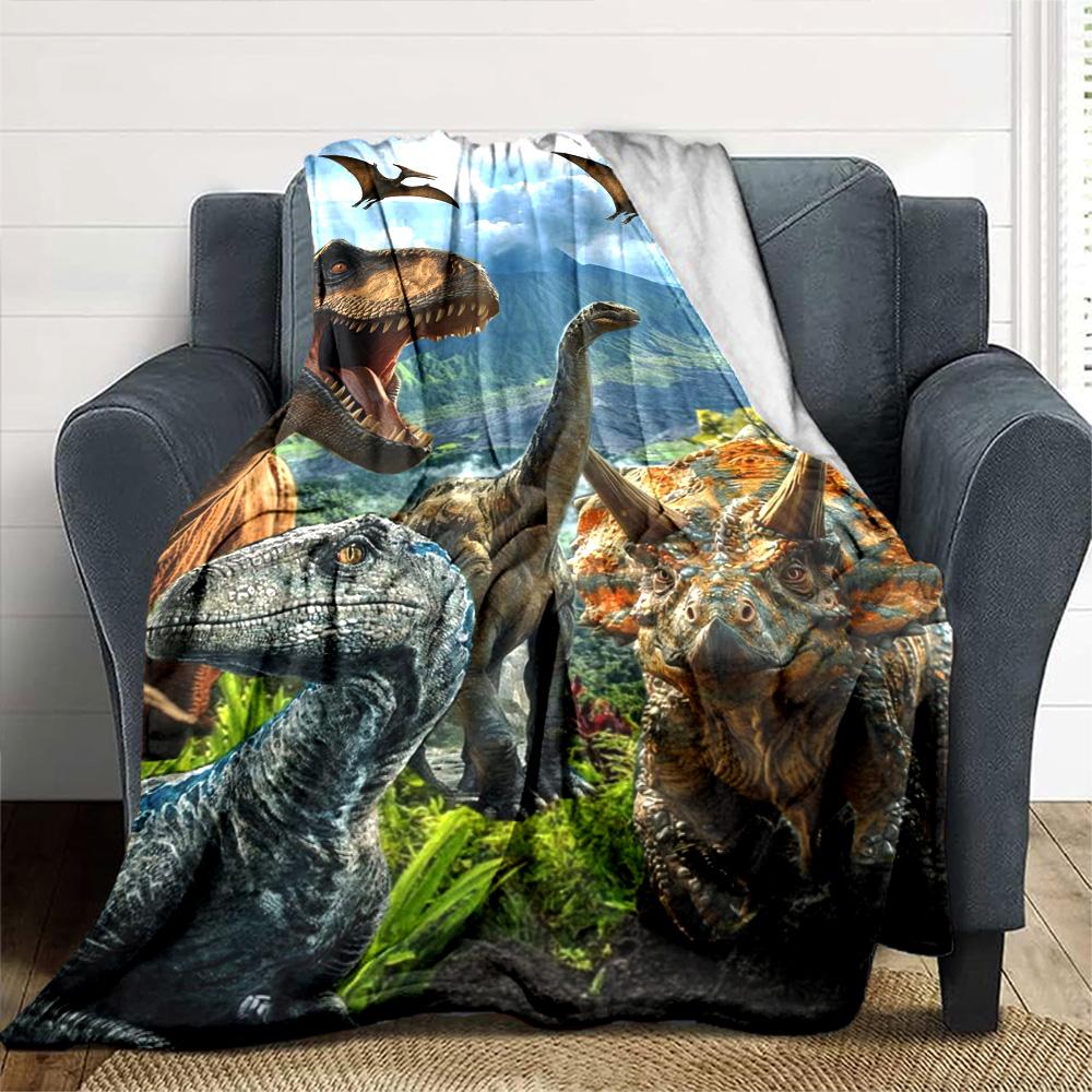 Dinosaur Print Flannel Blanket High Quality Warm Comfortable Cover for All Seasons Perfect for Gifts Home Decor