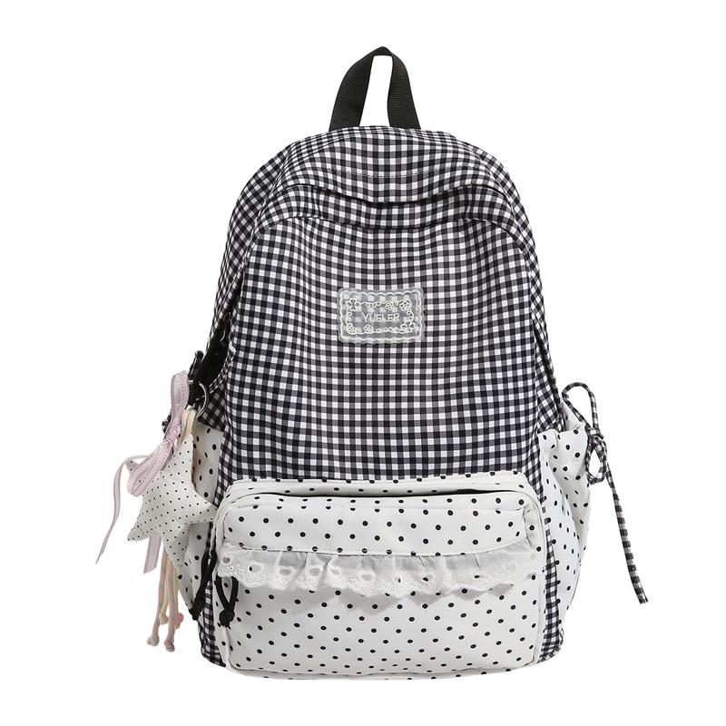 Zaino a Quadri Studente Scuola Media Superiore Borsa da Scuola Zaino da Donna in Pizzo