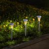 GWSOLAR [Set of 3 Solar Lights with Stainless Steel Pole] Light Color: Warm White, Slim Design, Modern and Stylish Light, In-Ground Insertion, Light