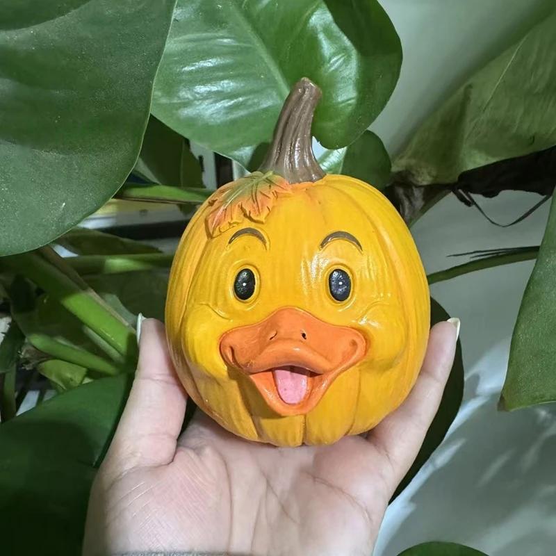 Статуэтки тыквы с животными Украшения Тыквенная фигурка из смолы для сельскохозяйственных животных 3D Забавная Хэллоуинская декорация Раскрашенная коллекционная фигурка