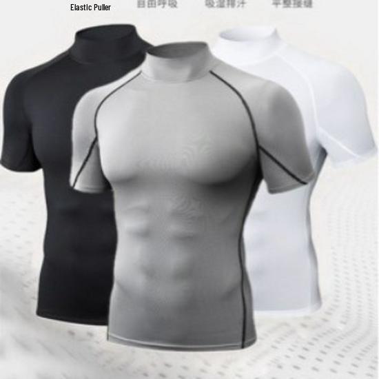 Men's Quick Dry High Neck Short Sleeve Athletic Top