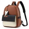Zaino Studente Splicing Bicolore Elegante Grande Capacità Alla Moda Borsa in PU