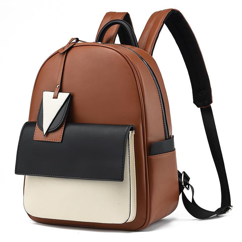 Zaino Studente Splicing Bicolore Elegante Grande Capacità Alla Moda Borsa in PU