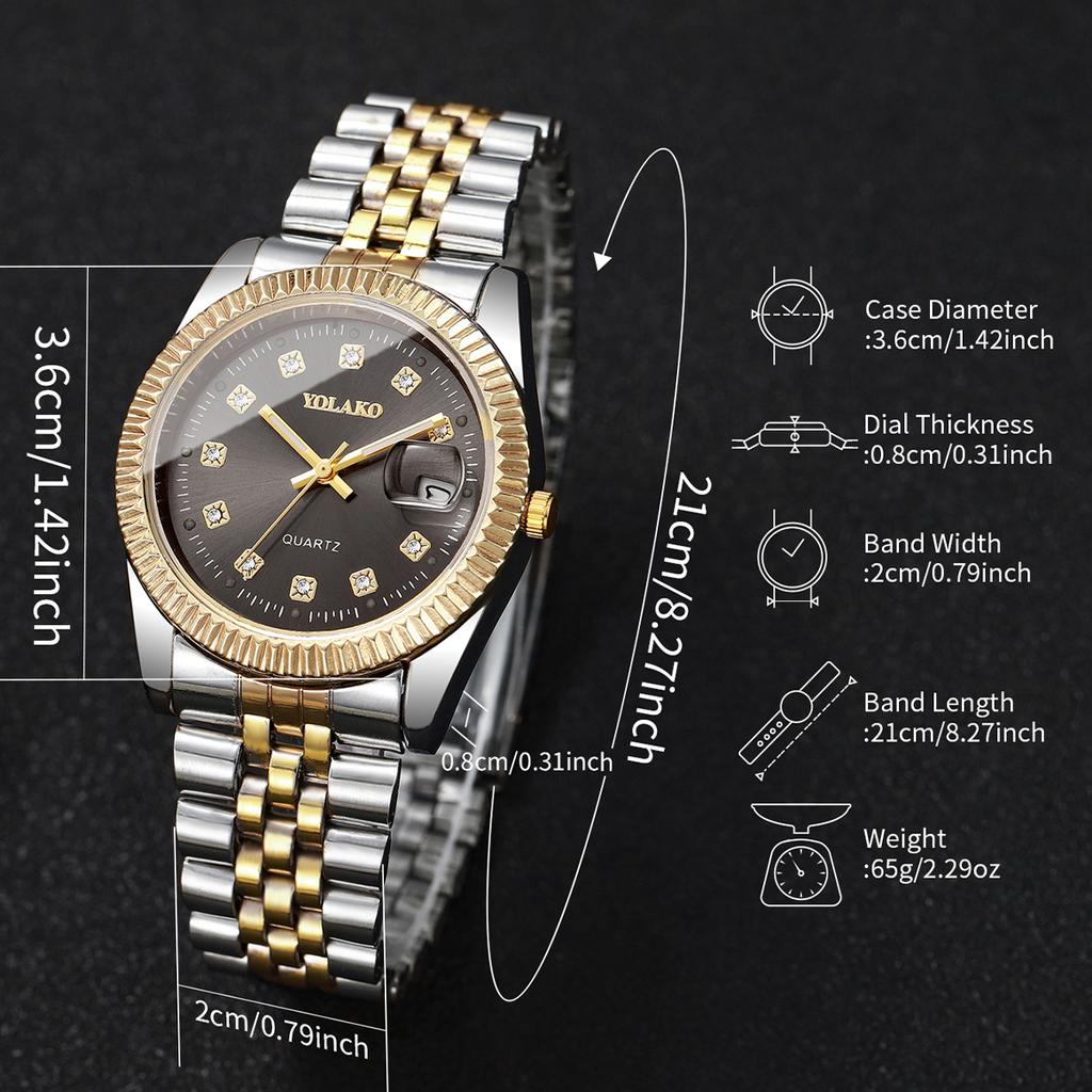 Luxury Men Business Watches Fashion Rhinestone Women Quartz Watch with Calendar Clock Gift