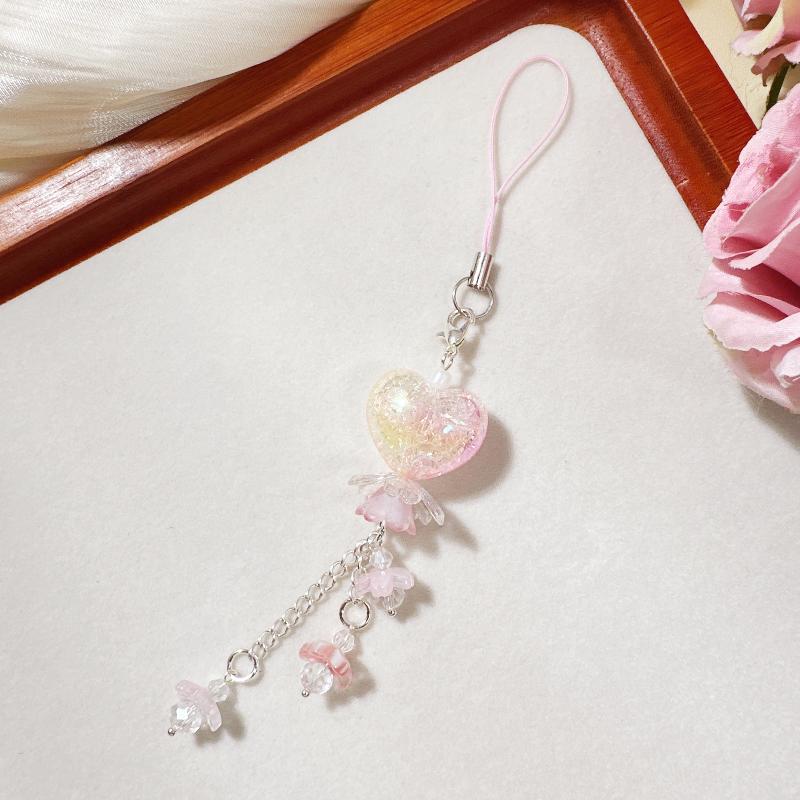 Sweet Delicate Floral Chubby Heart-Shaped Flower Guben Chain Guben Pendant Card Book Bag Pendant Mobile Phone Pendant