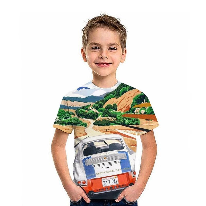 Boys' 3D Graphic Car 3D Print T shirt Tee Short Sleeve 3D Print Summer Active Fashion Cool Kids 3-12 Years