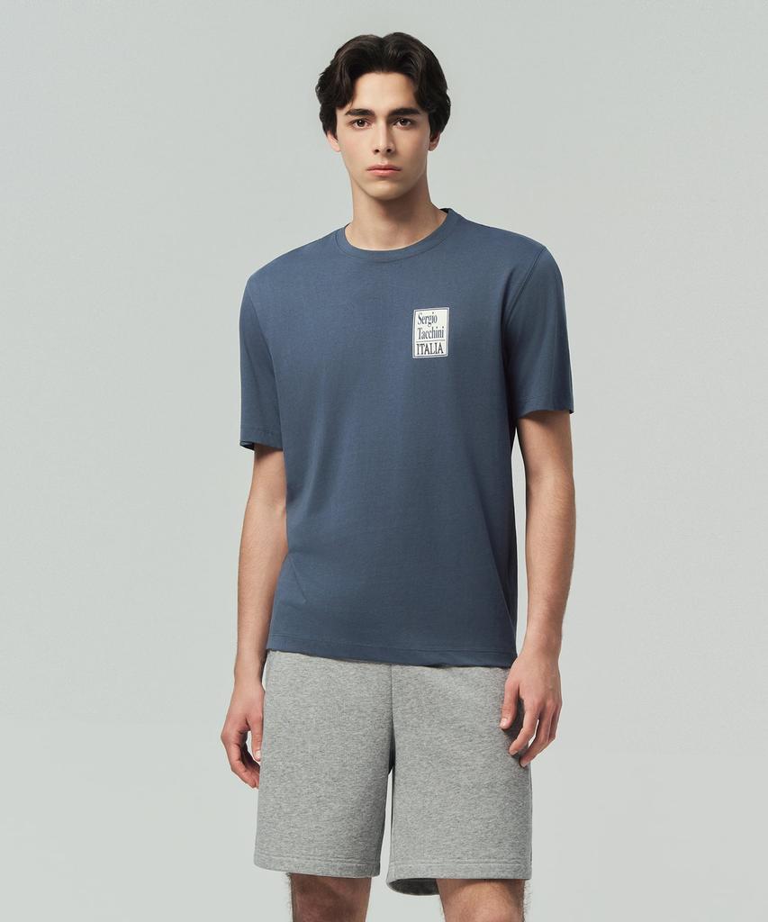 SERGIO TACCHINI M Back Artwork Cotton Short Sleeve T-Shirt (Navy)