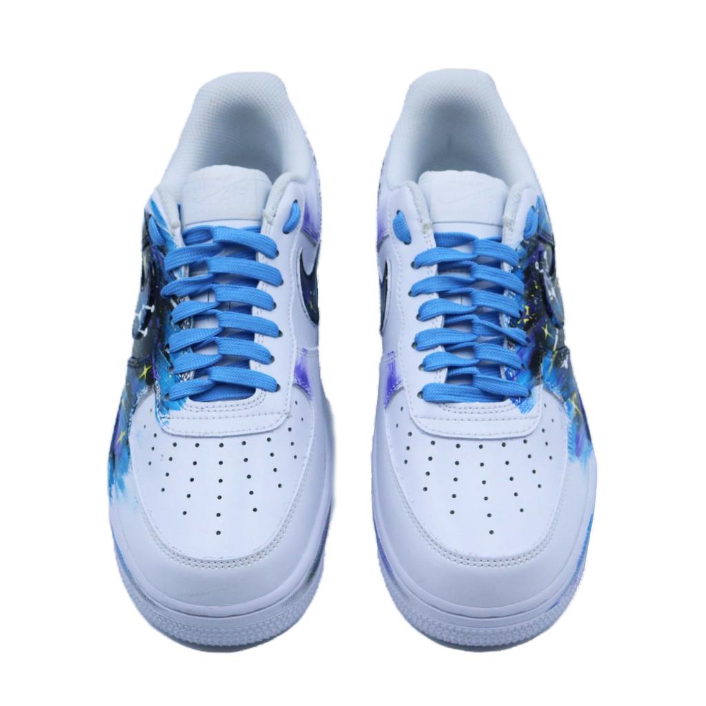 Nike Air Force 1 Sprankelende Sterren Antislip Lage Top Skateboard Schoenen Unisex Wit Blauw CW2288-111(Team779-  )