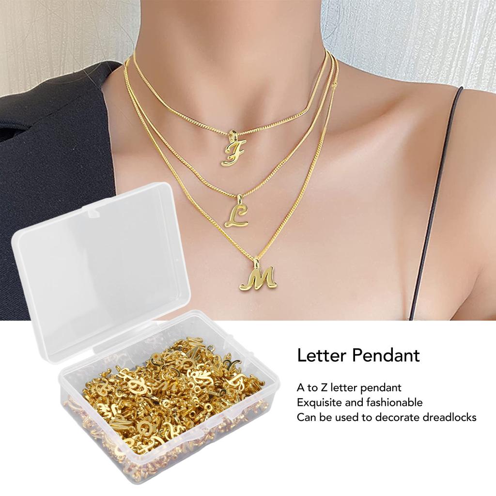 260pcs English Letter Pendant Alloy Jewelry DIY Alphabetic Pendant Accessory Set for Dreadlocks