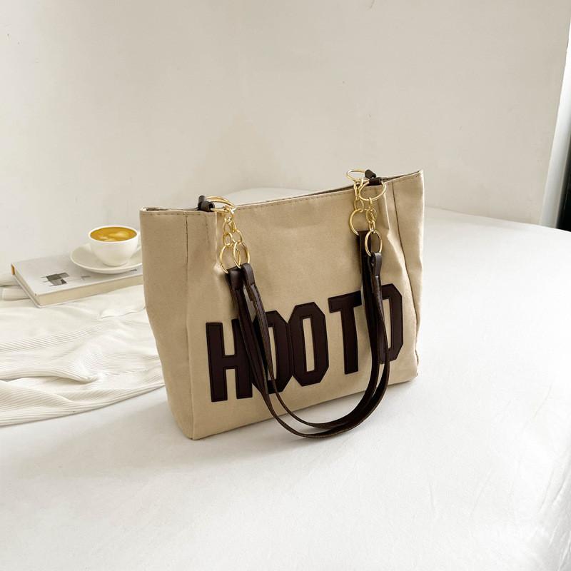 

Fashionable Canvas Tote Bag Stylish Shoulder Bag For Women 2023 Summer Bag Street Style Commuter Crossbody Bag Khaki Khaki