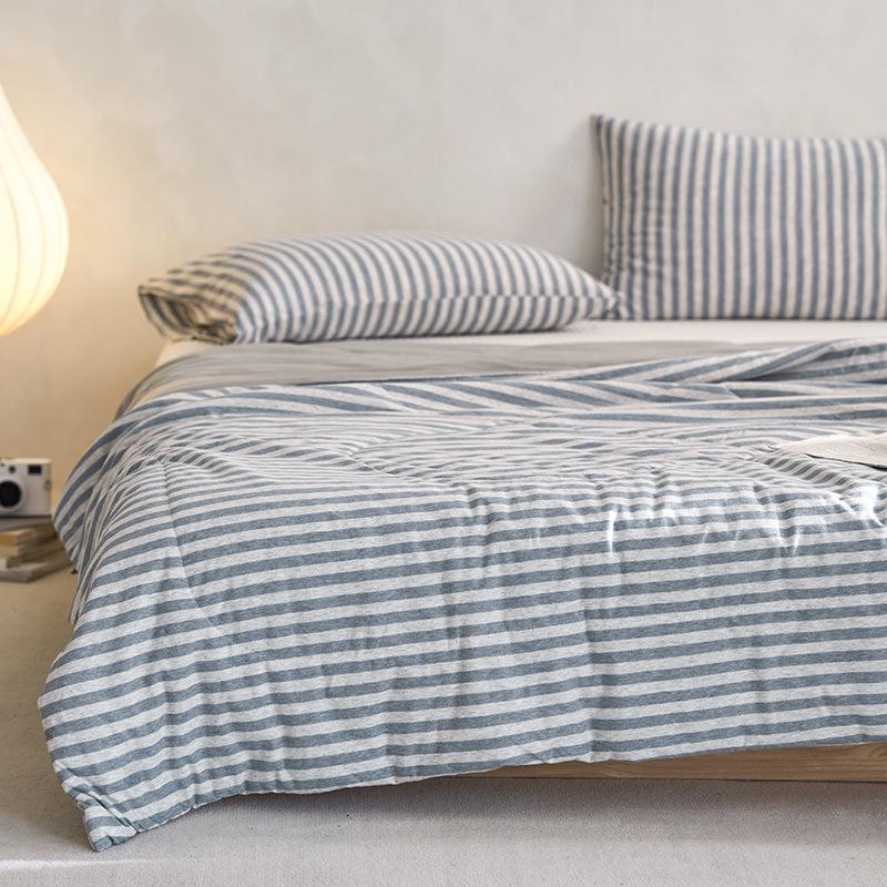 MUJI-Style A-Grade Jersey Cotton Quilt with Cloud Pattern - Cool Silk Summer & Air Conditioning Use (100% Pure Cotton Core) 48x74cm Pillowcase Pair