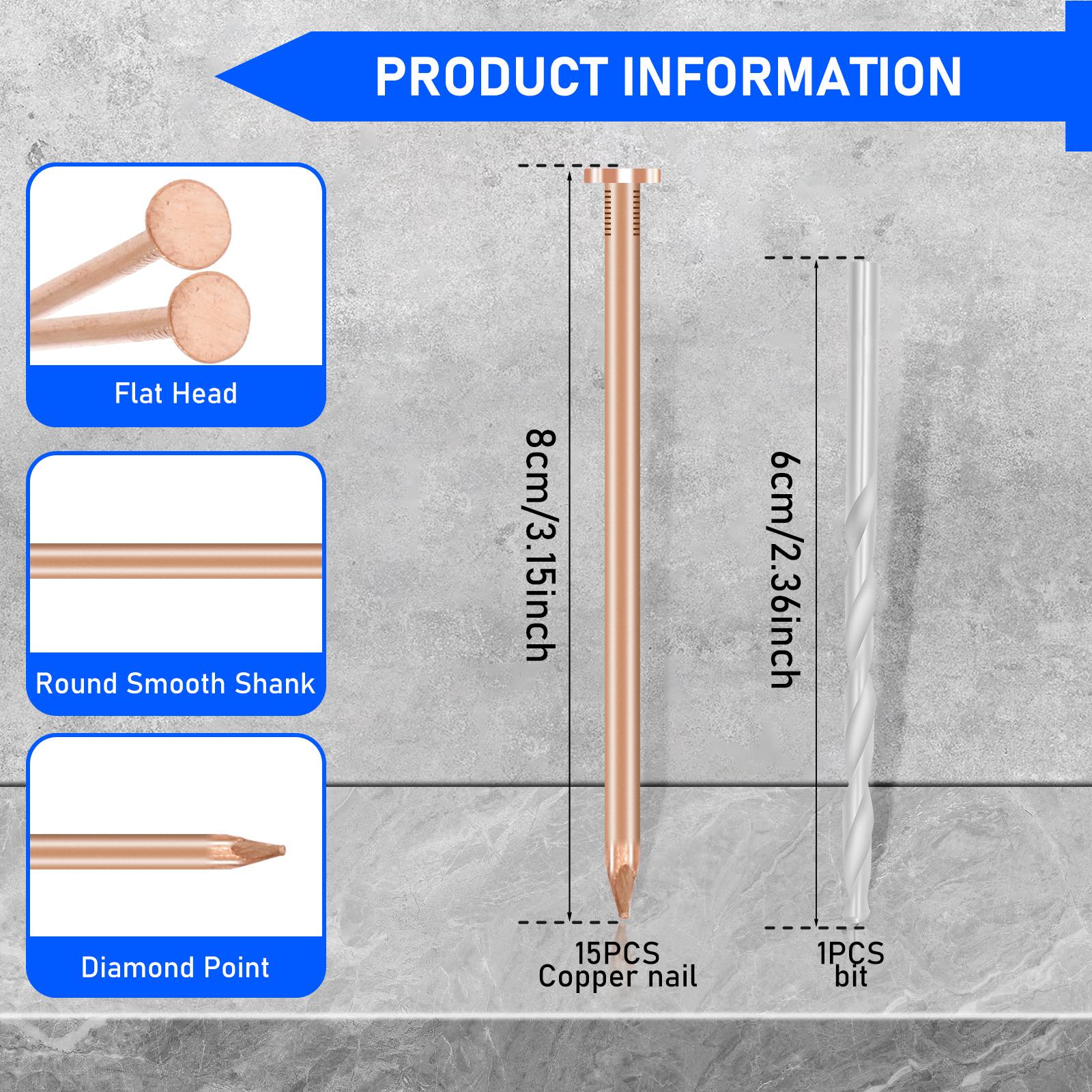 

15/20 Pcs Copper Nail for Killing Trees Stumps and Roots Heavy Duty Rustproof Copper Nail Spike Tree Root Killer for Gardening