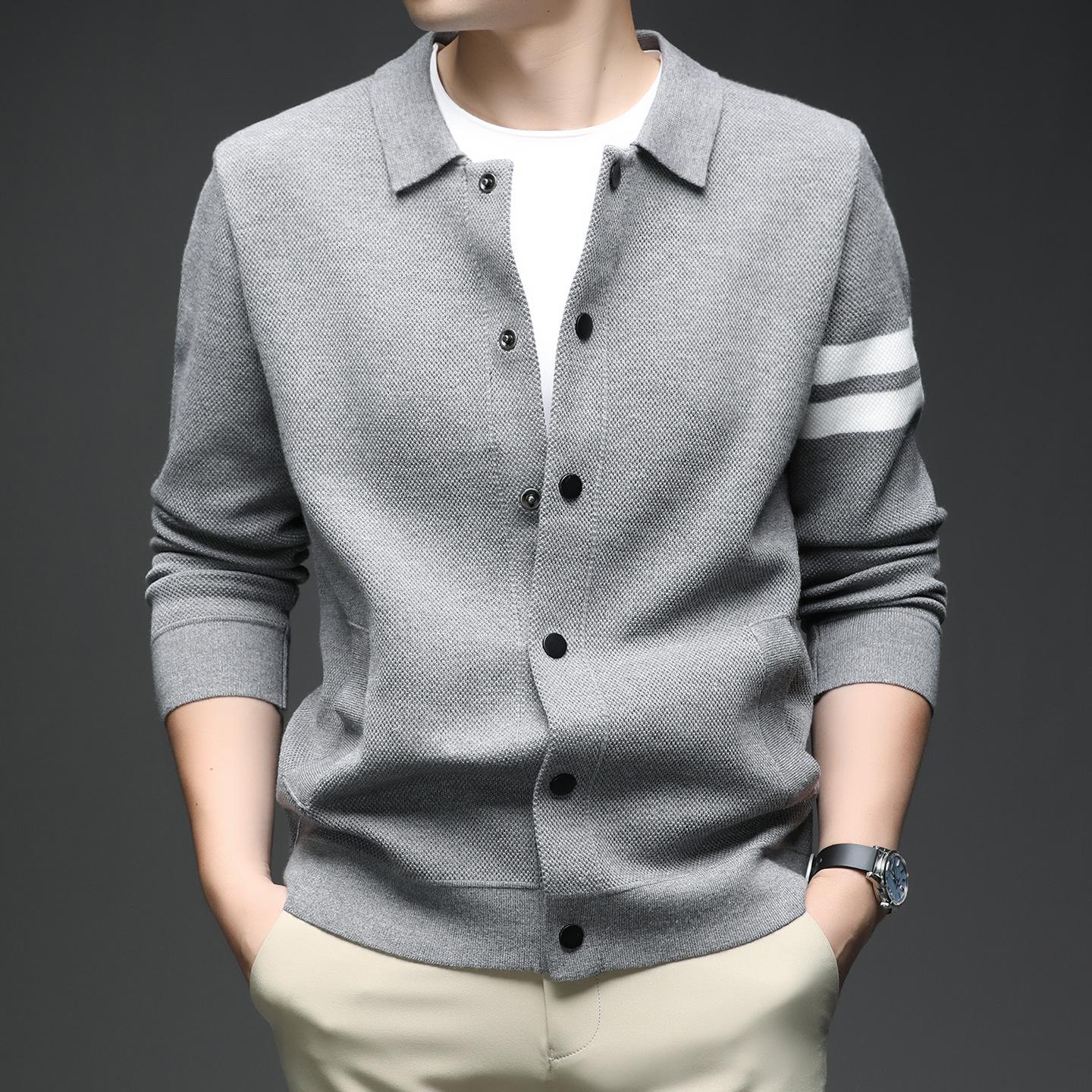 Winter Lapel Collar Long Sleeve Men s Coat Minimalist Casual Versatile Top M