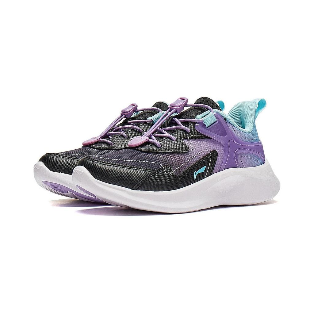 Li Ning Kids Ling Yue 3.0 V3 Synthetic Leather Comfortable Durable Low-Top Casual Shoes Kids sneaker Purple Black Blue YKNT128-2