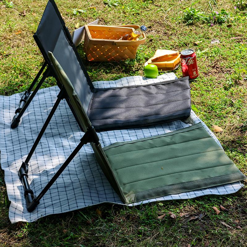 Outdoor Camping Aluminum Alloy Folding Cushion Convenient Lawn Chair Beach Chair Backrest Balcony Rest Chair Outdoor Furniture Soft and Comfortable
