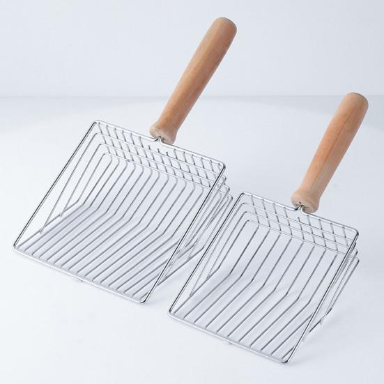 Cat Litter Scoop Metal Wire Cat Poop Scooper Cat Litter Sifting Shovel with Solid Wood Handle for Litter Box Cat Waste Cleaning